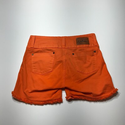 Latin Jeans Shorts Womens Size 10 Orange High Rise Cut Off Denim Two Button  Midi