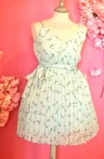 WOMEN GREEN FLORAL V NECK SLEEVELESS PLEATED MIDI DRESS ( SIZE M )