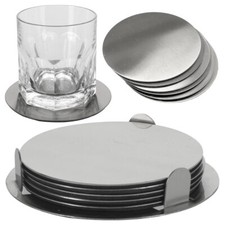 B-Ware 7-tlg Edelstahl Glasuntersetzer Set Un...