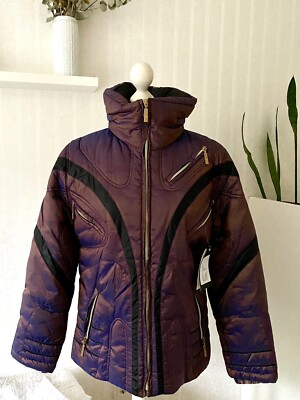 MDC Doris Pfister Vintage Skijacke Gr 36; S, Lila Schwarz Metallic Kapuze Neu!