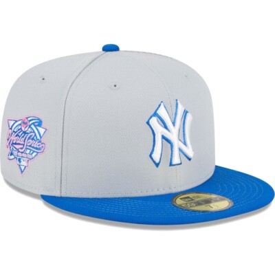 New Era New York Yankees Blue & Gray 5950 Hat 2000 WS Patch Size 7 3/4 Gray UV
