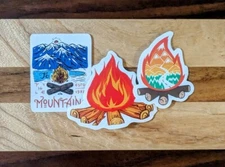 Adventure CampingCampfire Set Of 3 Sticker Decal 3"