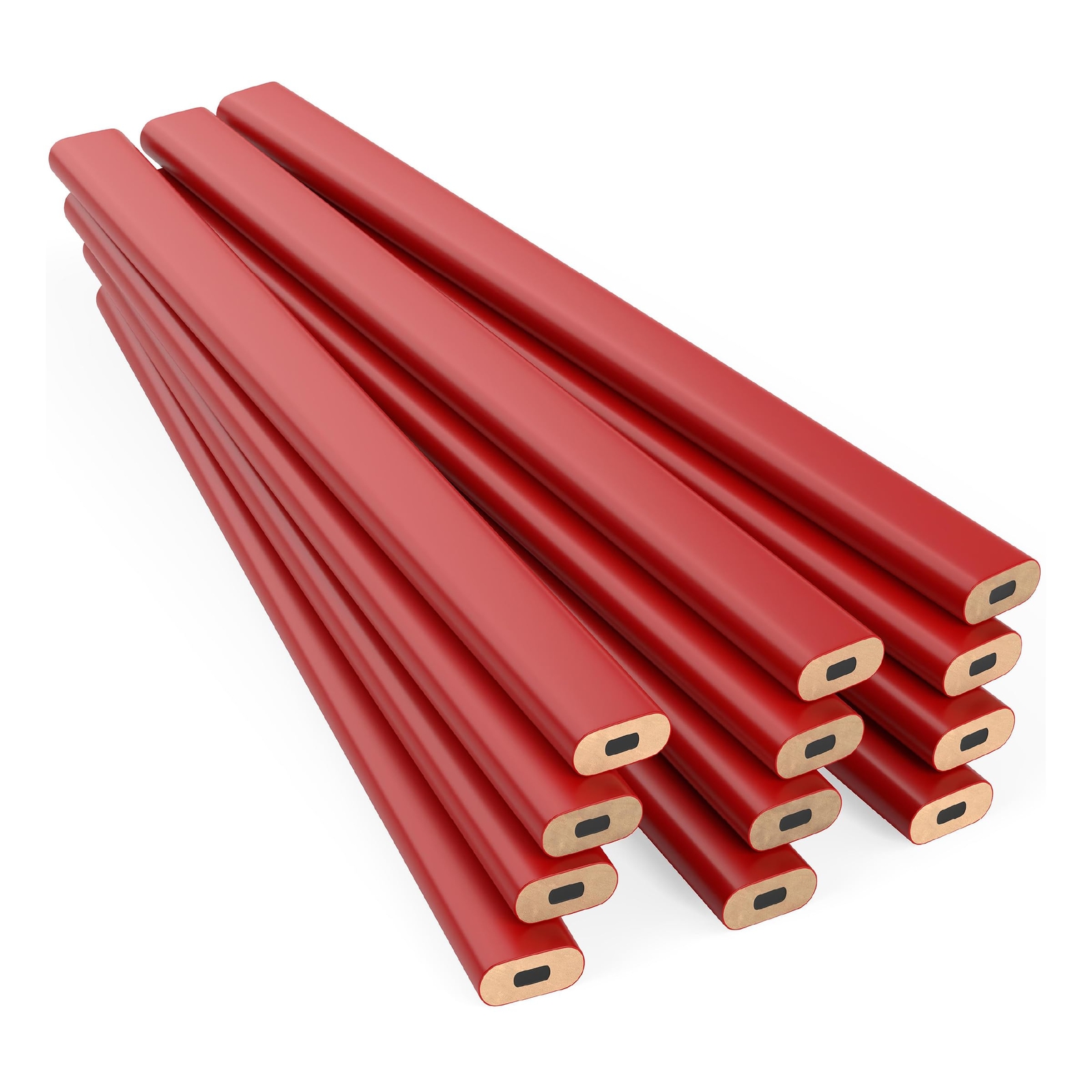 Bulk Pack of 12 GRAPHITE Hard Lead Carpenter Pencils for Woodworking-image