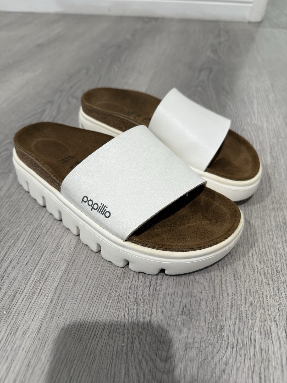 Birkenstock Papillio Chunky Cora White Platform Sandals Shoes 37 L