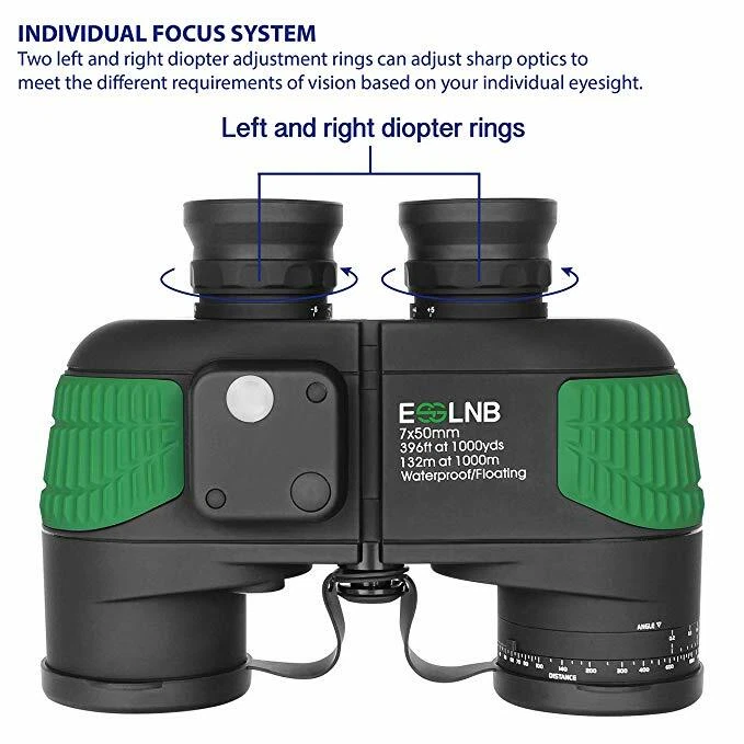 Marine Binoculars with Illuminated Compass Rangefinder 7X50 IPX7 100% Waterproof - Image 3 of 4
