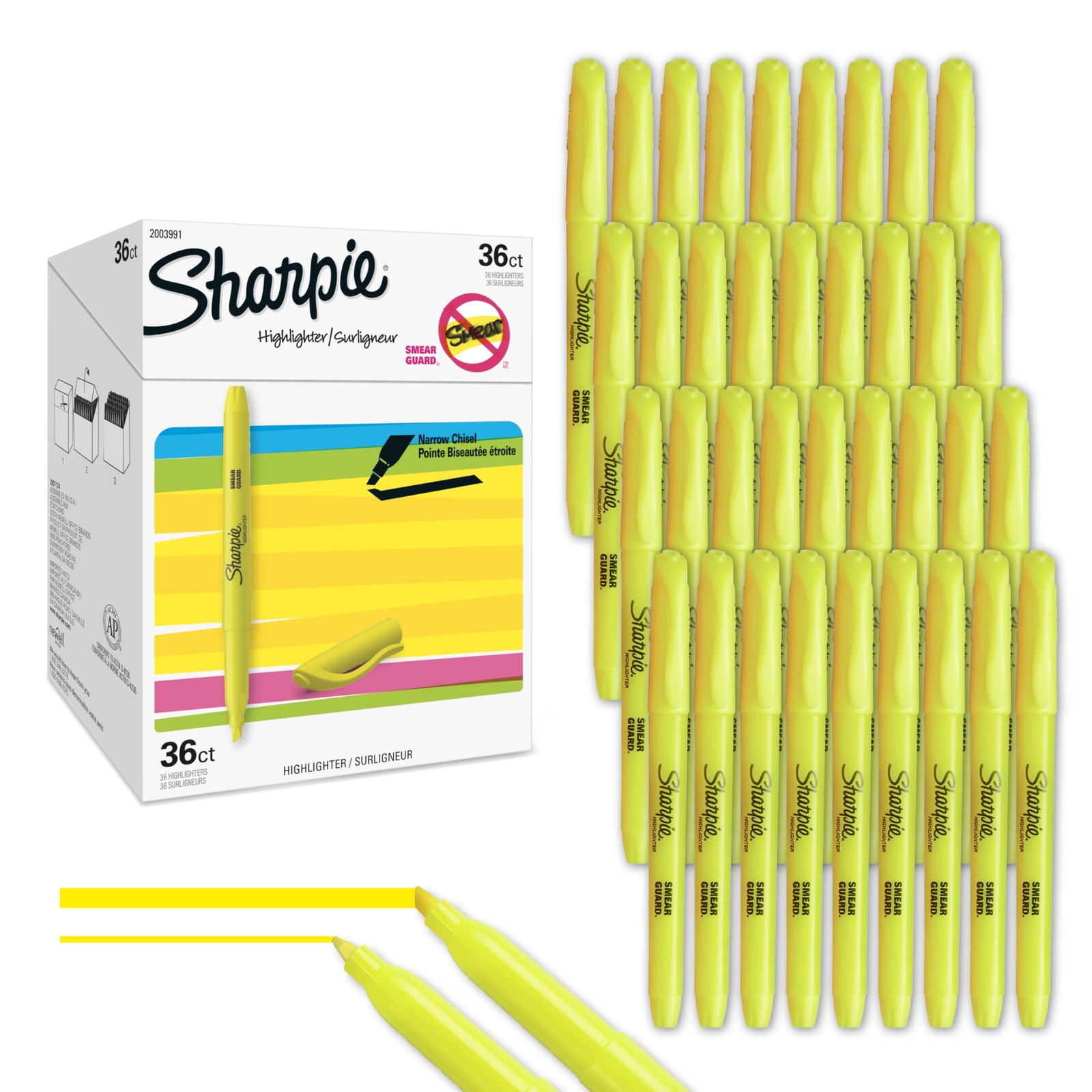 Fluorescent Yellow Chisel Tip Pocket Highlighters 36-Pack for Office Use  -image
