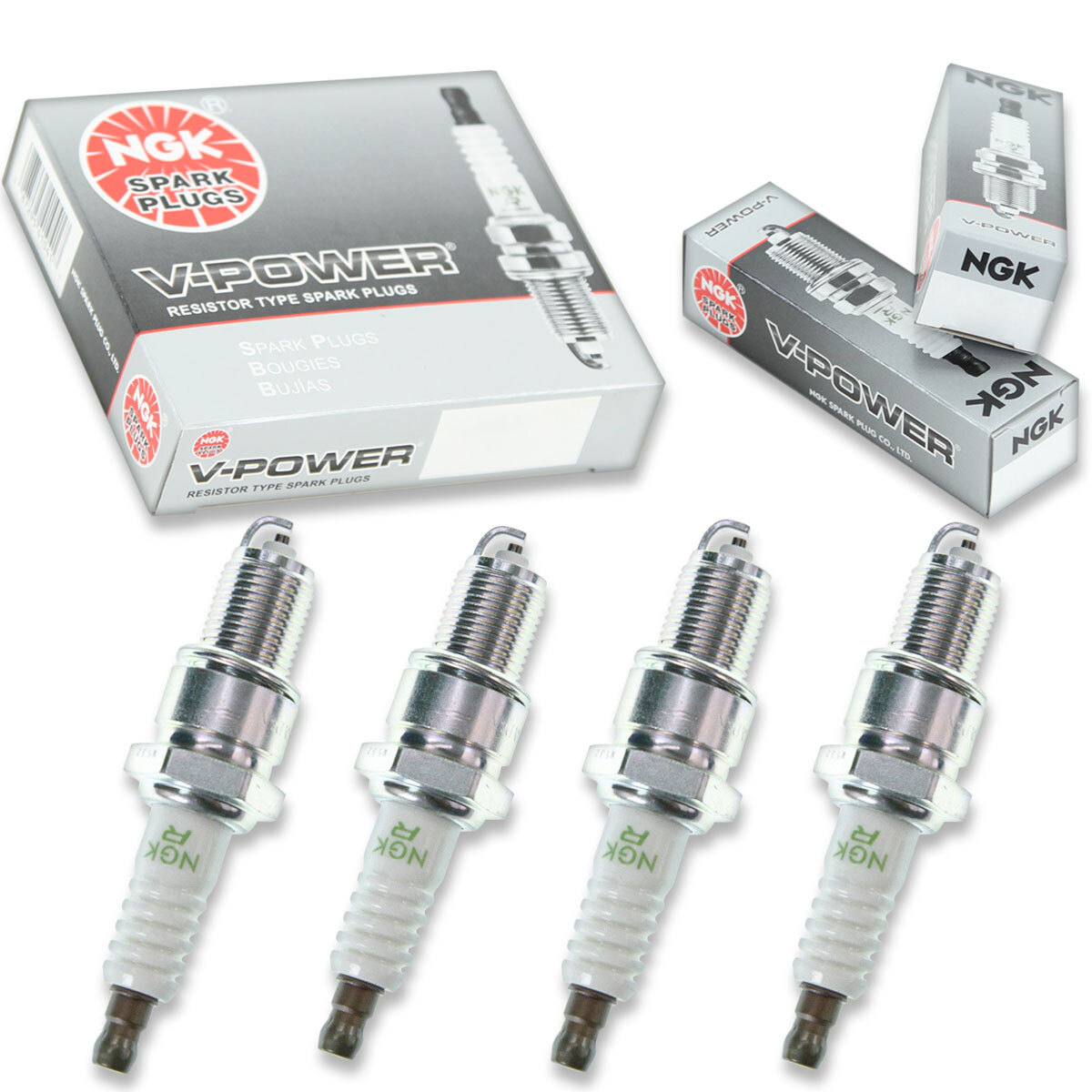 4 pcs NGK V-Power Spark Plugs for 1987-1993 Mazda B2200 2.2L L4 - Engine Kit bj