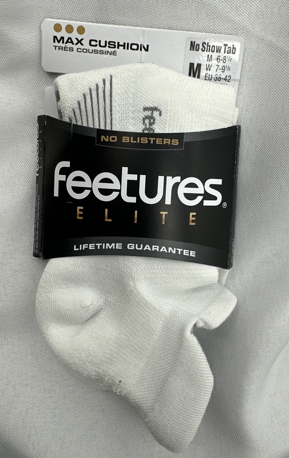 Feetures Unisex Elite Max Cushion No Show Tab Socks White - Foto 7