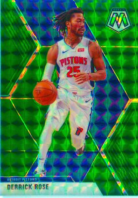 Derrick Rose 2019-20 GREEN MOSAIC PRIZM Card #67 Detroit Pistons