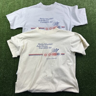 Vintage Rocky Mountain Racing Exposition 1984 T-Shirt Made USA Lot Of 2 Medium