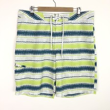 COLUMBIA Men's Omni Shield Board Shorts Swim Trunks Size 38 Teal White Gray Lime