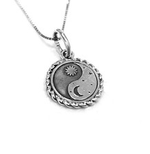 COLLANA CON CIONDOLO SOLE LUNA IN ARGENTO 925 PERSONALIZZABILE UOMO DONNA