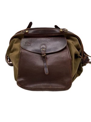 IL BISONTE Leather Backpack, Brown/Khaki, 3-Way, Candy Bag