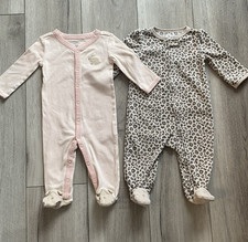 Carter's Infant Girls Footed Pajamas Size 6 Months Lot Of 2 Animal Print Pink