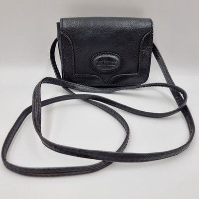 Vintage Oggi Domani Black Genuine Leather Mini Messenger Crossbody Shoulder Bag