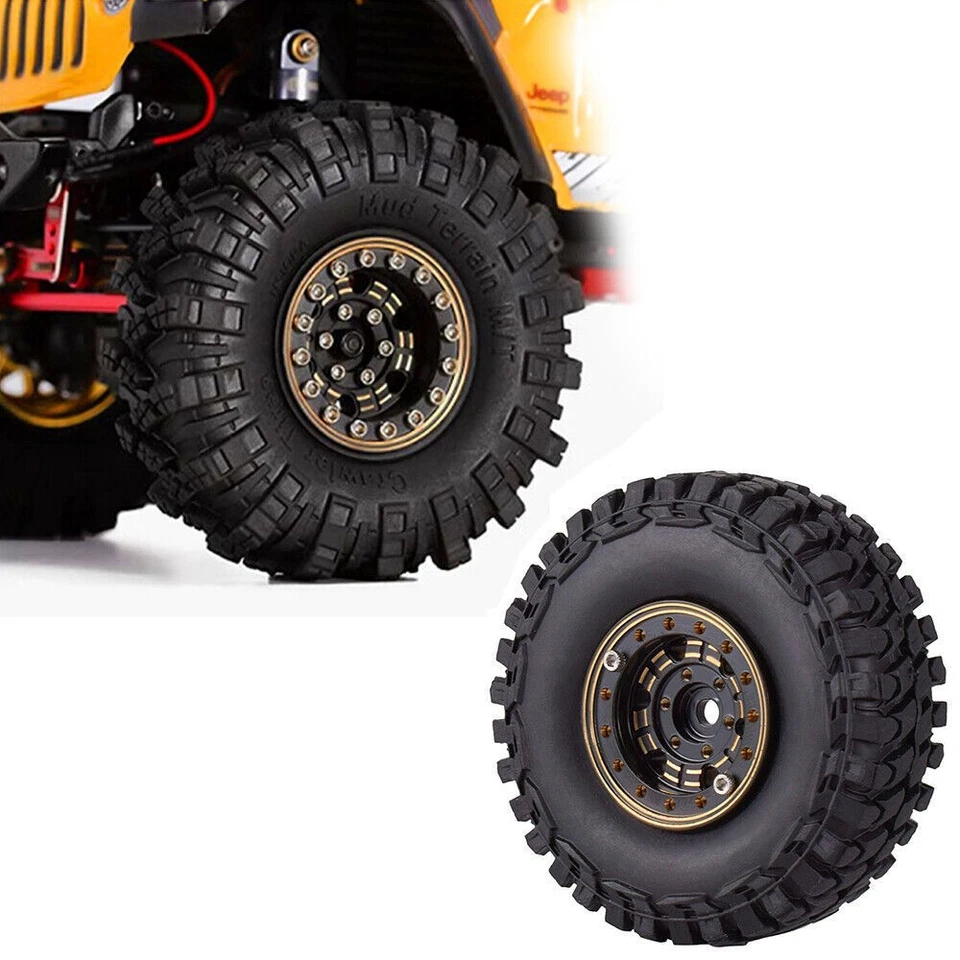 4 stücke Messing Beadlock Hub Rad Gummi Reifen Reifen Rad für 1/18 1/24 RC Auto - Bild 3 von 4