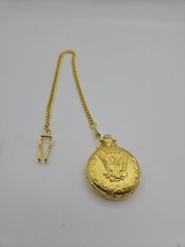 Beautiful Gold Tone American Eagle Pocket Watch