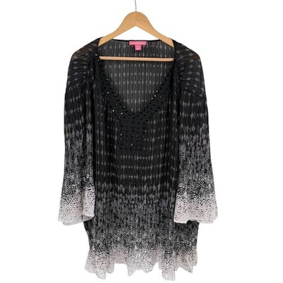 Woman Within Beaded Top Womens 4X 34-36 Flowy Dark Romantic Fairy Witchy Girly