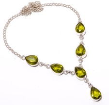 Peridot Gemstone 925 Sterling Silver Necklace 17.99" TN4318-162