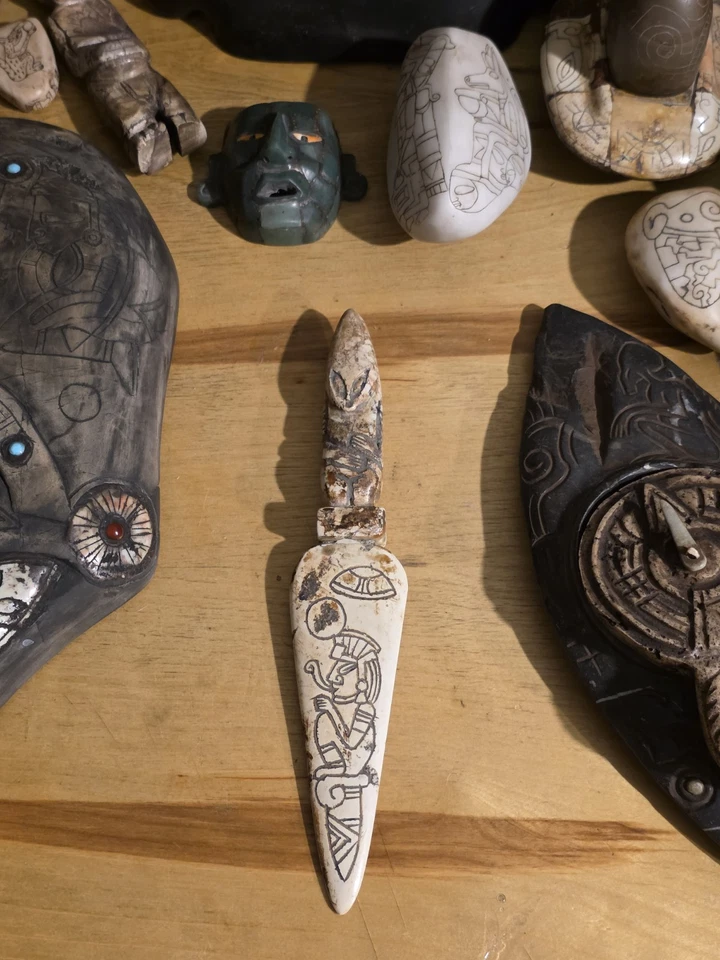 Ojuelos de Jalisco Artefacto Pre-Maya 10" Antigua Piedra Alienígena Daga de Sacrificio Foto 2 de 4