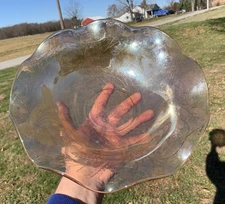 Vintage Floragold Louisa Marigold Carnival Jeanette Glass 12” Ruffled Fruit Bowl