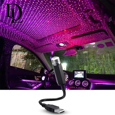 USB Car Star Projector Roof Light LED Galaxy Night Sky Interior Atmosphere Lamp