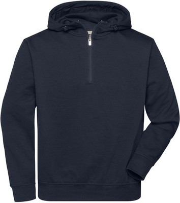 BIO Workwear-Half Zip Hoody Sweatshirt mit Kapuze und Reißve | JN839