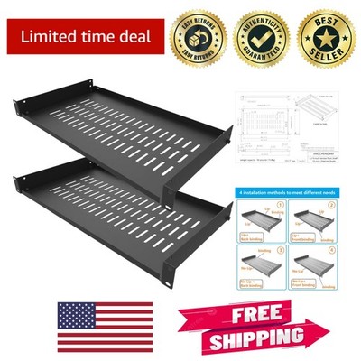 Sturdy 1U Cantilever Vented Server Rack Shelf - 10'' Deep, 44 lbs Capacity