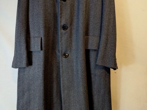 Vintage Men Wool Overcoat 42 R Charcoal Grey Herringbone Dewmoor Malcolm Kenneth image 3