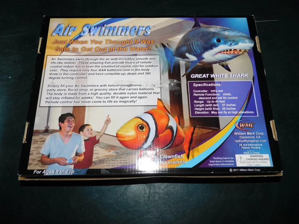 Air Swimmers Remote Control Flying Shark Swims Sealed Box. NEW IN OPEN BOX ! - Image 2 of 4
