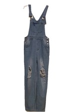 Women  s Distressed Denim Overalls Size M