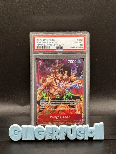 One Piece 2023 Portgas.D.Ace OP02-013 Paramount War Alt Art SR ENG PSA 10