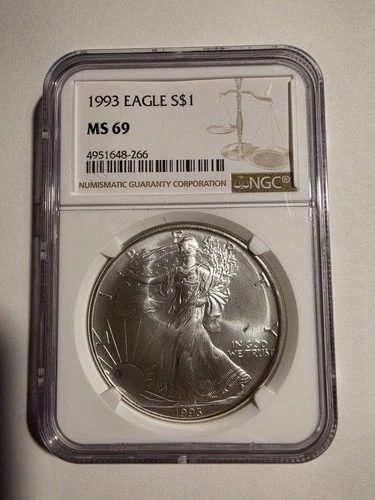 1993 American Silver Eagle Coin - NGC MS69