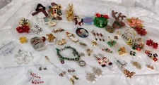Misc. Christmas Jewelry Lot & PiecesParts - Fun Vintage Lot