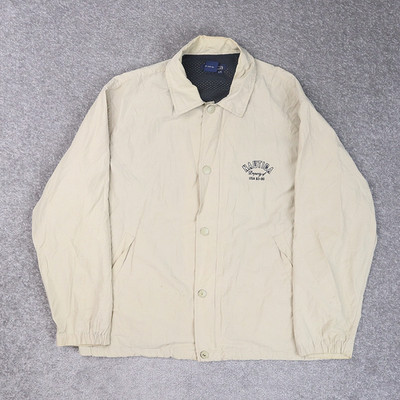 VTG 90s Nautica Snap Large Beige Long Sleeve Collared Windbreaker Jacket
