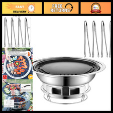Portable 13.7" Stainless Steel Korean BBQ Grill with Charcoal  4 Tongs Set
