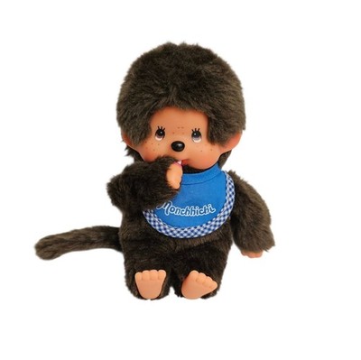 Monchhichi Monkey Plush Doll Classic Boy Blue Bib Sekiguchi Sucking Pacifier