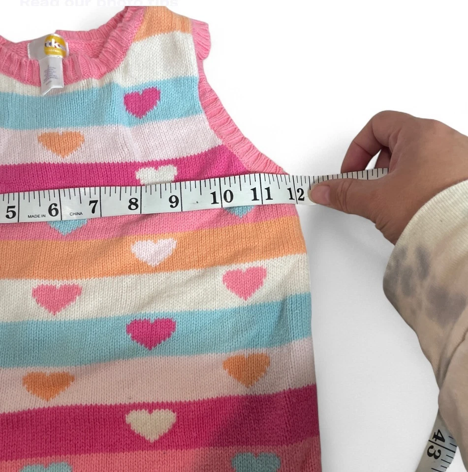 Chaleco Suéter TKS Niños Rosa Multicolor Corazones Tejido Talla 3T Kidcore Preppy Foto 4 de 4