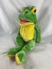 California Stuffed Toys Croaker Plush 15" Frog Hand Puppet Korea Vintage 1980s