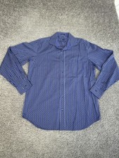 Bugatchi Shirt Mens L Blue Stripe Long Sleeve Button Front Classic Fit Cotton