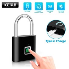 Smart Fingerprint Door Lock Keyless Padlock Security USB Rechargeable Waterproof