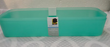 True Living Small Storage Bin Green Plastic Stackable Organizer Trays 2 Pack NWT