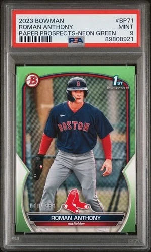 2023 Bowman Prospects ROMAN ANTHONY NEON GREEN 1ST ROOKIE RC SP /399 PSA 9 MINT