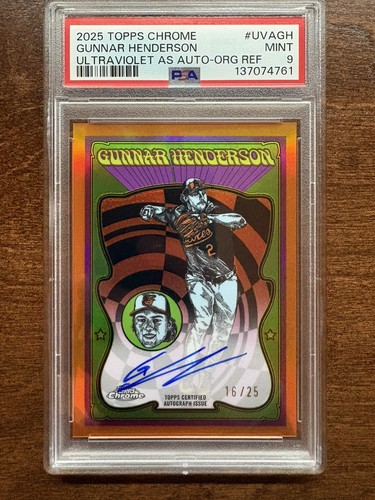 Gunnar Henderson #UVA-GH 2025 Topps Chrome Ultra Violet All Stars Autograph card