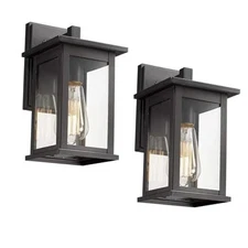  Outdoor Wall Sconce, Anti-Rust Outdoor Wall Mounted Light 2 Pack Black