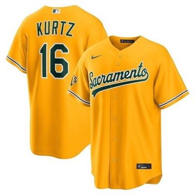 [ All Stitched ] Nick Kurtz Athletics Gold Alternate Jersey