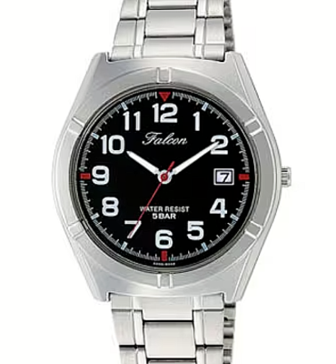 CITIZEN Q&Q Falcon Watch D024-205 Black Dial Date Military