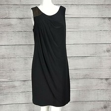 NW Nightway 4 Sequined Shoulder Black Cocktail Shift Dress Layered LBD Cocktail