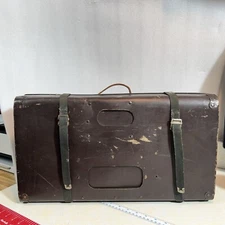 vintage genuine hard vulcanized trunk fiber 1950's leather handle Metal Corners