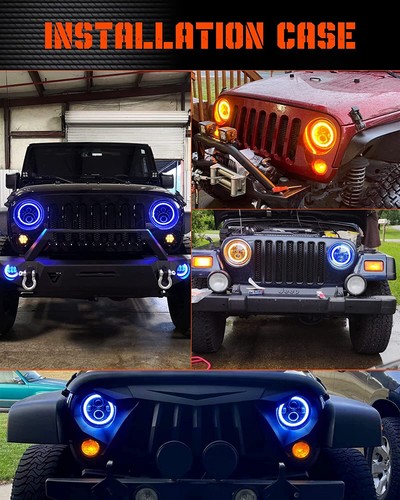 7" inch Round LED Headlights Blue Halo DRL fit Chevrolet Bel Air 1955 1956 1957 - Foto 7 di 8